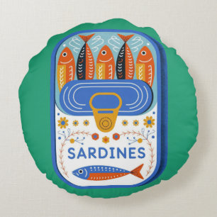 Sardine Kleurrijke Kust Rond Kussen