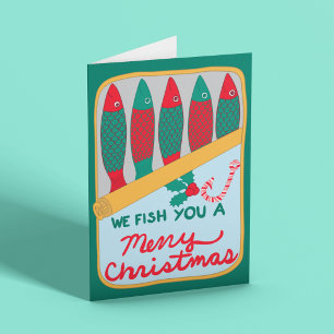 Sardineblik Ingeblikte Vis Grappig Kerstmis Feestdagen Kaart