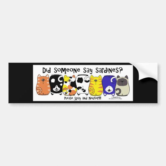sardinekatten bumpersticker (Voorkant)
