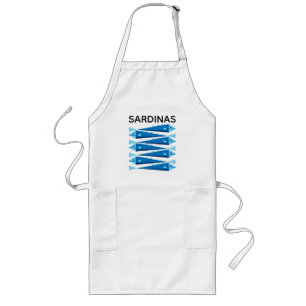 Sardines blauwe en witte vis apron lang schort