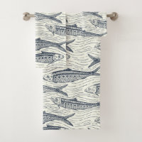 Sardines en mouvement en bleu marine et ivoire