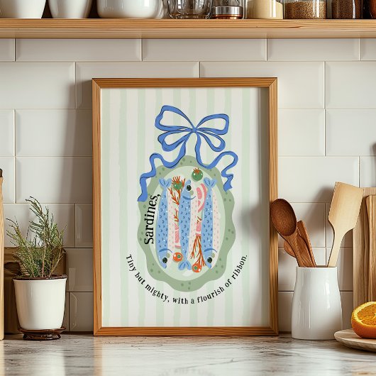 Sardines in a Plate in Red Bow Kitchen Poster