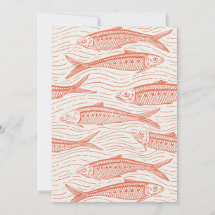 Sardines in beweging in koraal en wit