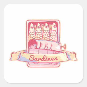 Sardines in een blik vierkante sticker