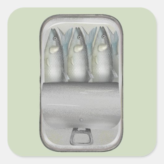 Sardines in een blik vierkante sticker (Voorkant)