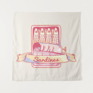 Sardines in een blik wandkleed