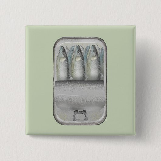 Sardines in een blikje vierkante button 5,1 cm (Voorkant)