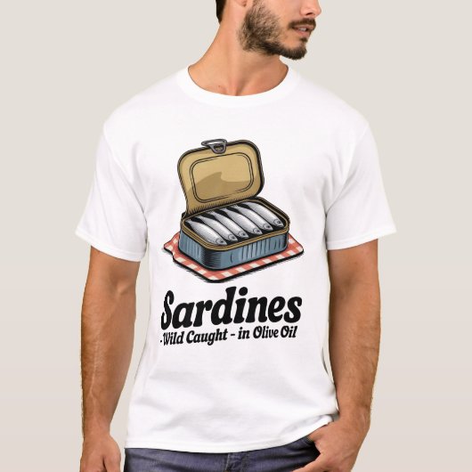 Sardines Ingeblikte Vis Retro Graphic Zomer voor H T-shirt (Voorkant)