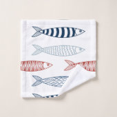 Sardines méditerranéennes décoratives Motif de poi (Gant de toilette)