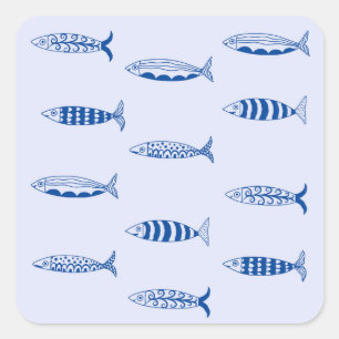 Sardines Patroon Vierkante Sticker