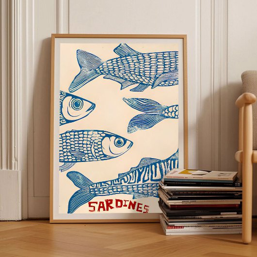 Sardines Print Sardine Tin Vintage Poster Retro Sa