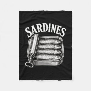 Sardines retro visblik vintage zeevoedsel foodie fleece deken