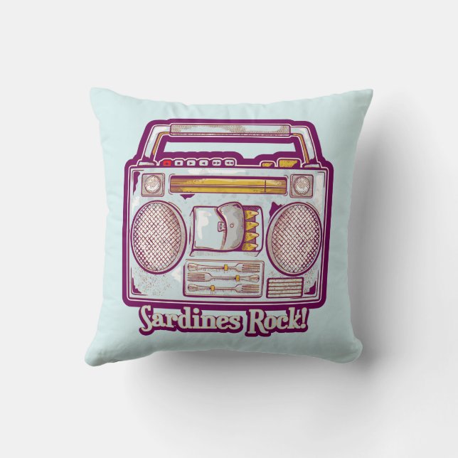Sardines Rock Funny 80's Stereo Kussen (Achterkant)