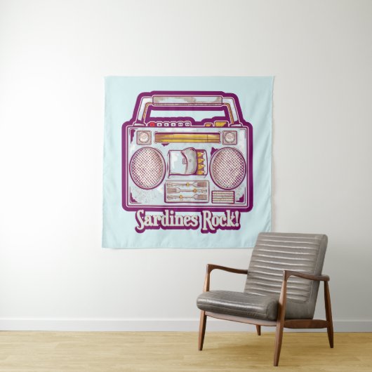 Sardines Rock Funny 80's Stereo Wandkleed (In situ)