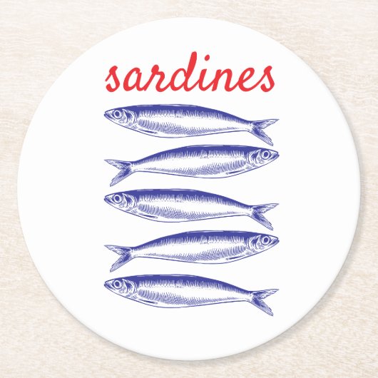 Sardines Ronde Kartonnen Onderzetter (Voorkant)