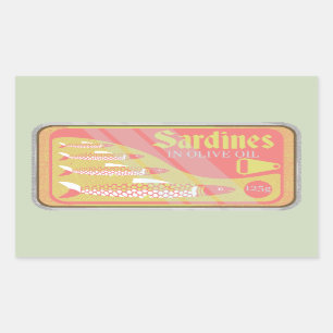 Sardines tin Retro poster stijl Rechthoekige Sticker