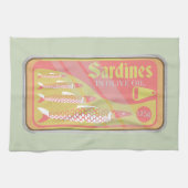 Sardines tin Retro poster stijl Theedoek (Horizontaal)