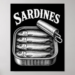 Sardines vintage visblik liefhebber van zeevruchte poster