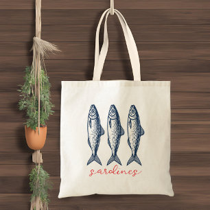 Sardines, visser markt Canvas tas
