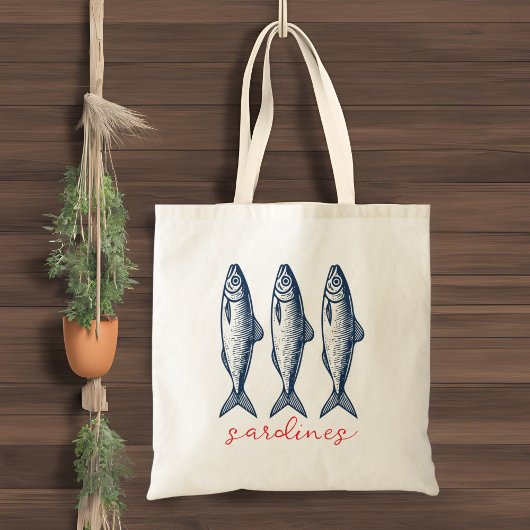 Sardines, visser markt Canvas tas
