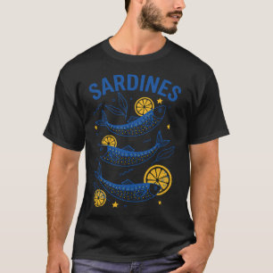 Sardinesblik Vis Retro Zomer Middellandse Zee Kust T-shirt