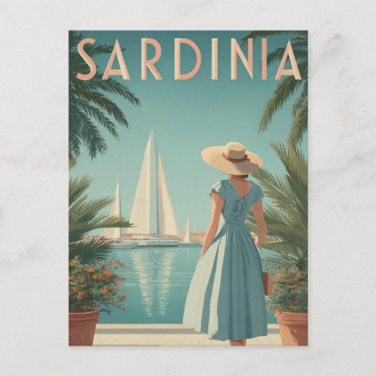 Sardinia 50s vintage briefkaart (Voorkant)