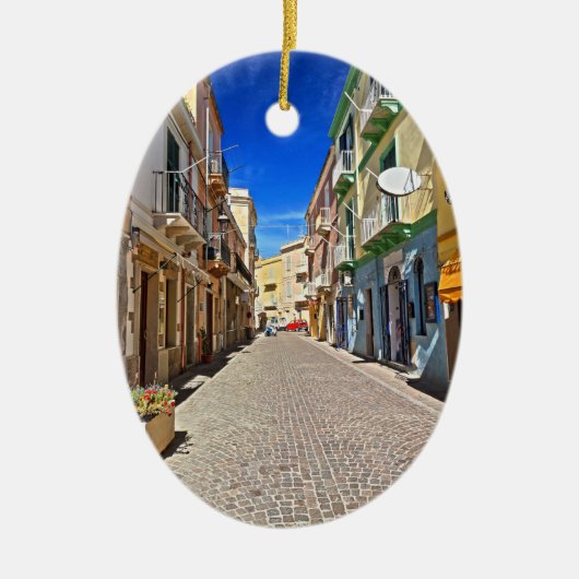 Sardinië - hoofdstraat in Carloforte Keramisch Ornament (Voorkant)