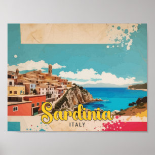 Sardinië Italië Pop Kunst Reizen Illustratie Poster