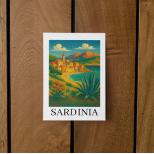 Sardinië Italië Vintage Reis Kunst Briefkaart