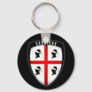Sardinië, Shield Crest (zwart) Sleutelhanger