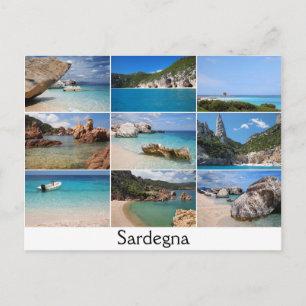 Sardinië strandt collage text briefkaart