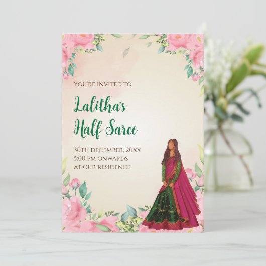 Saree, invitation de fonction en tant qu'invitatio (Debout devant)