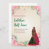 Saree, invitation de fonction en tant qu'invitatio (Devant / Derrière)