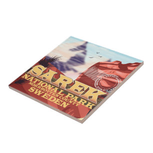 Sarek Nationaal Park Zweden vintage reisposter Tegeltje
