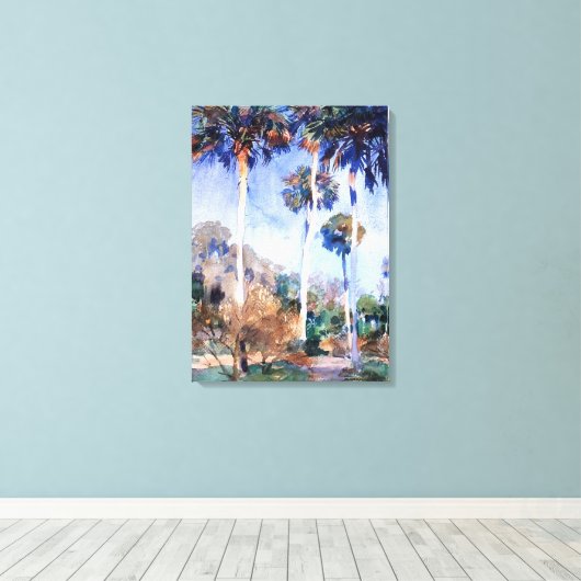 Sargent - Palmen, een John Singer Sargent-schilder Canvas Afdruk (Insitu (Houten vloer))