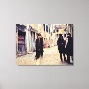 Sargent - Straat in Venetië, fijne kunst Canvas Afdruk