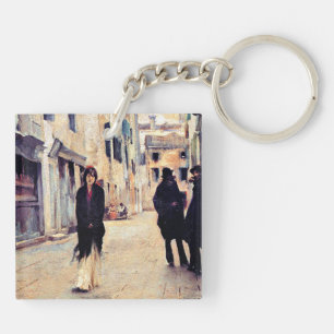 Sargent - Straat in Venetië, fijne kunst Sleutelhanger