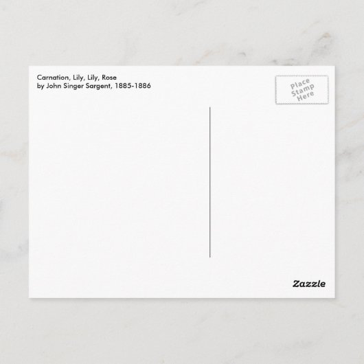 Sargent's anjer, Lily, Lily, Roos Briefkaart (Achterkant)