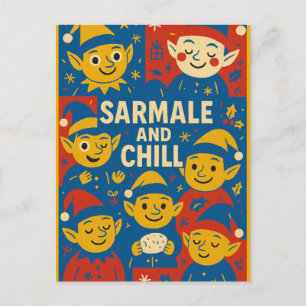 Sarmale en chillelfen Kerstkaart Feestdagenkaart
