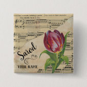 Sarod Tulip  — Datablad Music Gepersonaliseerd Vierkante Button 5,1 Cm (Voorkant)