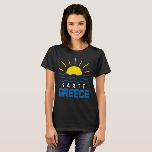 Sarti Griekenland zon en Zee golven vrouwen T-shirt (Voorkant volledig)