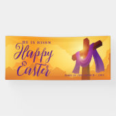 Sash pourpre sur croix | Bonne bannière de Pâques (Horizontal)