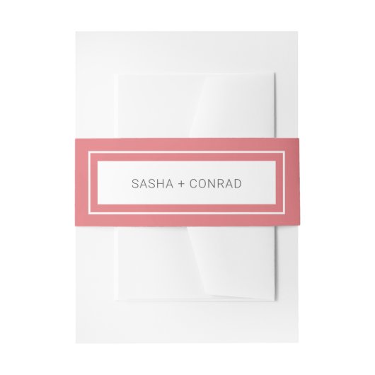 Sasha Coral Modern Wedding Uitnodigingen Wikkel (Voorkant Voorbeeld)
