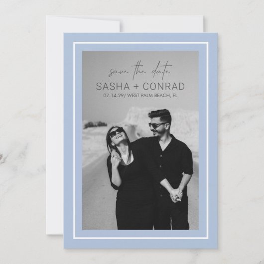 Sasha Cornflower Moderne bruiloft Save The Date (Voorkant)
