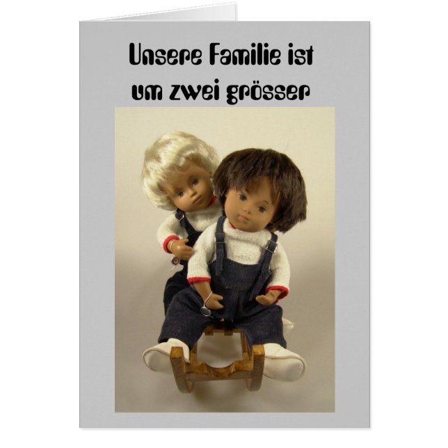 Sasha Geburtsanzeige für Zwilinge Karte (Devant)