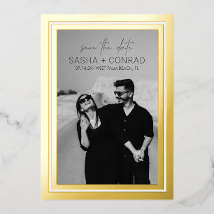Sasha Modern Wedding Save the Date Folie Uitnodiging
