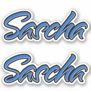 Sasha Nom bleu Autocollant Autocollant