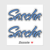 Sasha Nom bleu Autocollant Autocollant (Feuille)