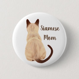 Sasha Siamese Cat Mam Kat, wegkijkend Uitzicht Ronde Button 5,7 Cm