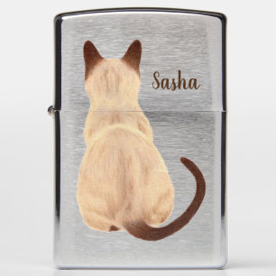 Sasha Siamese Cat Sitting Back Uitzicht Kat Aangep